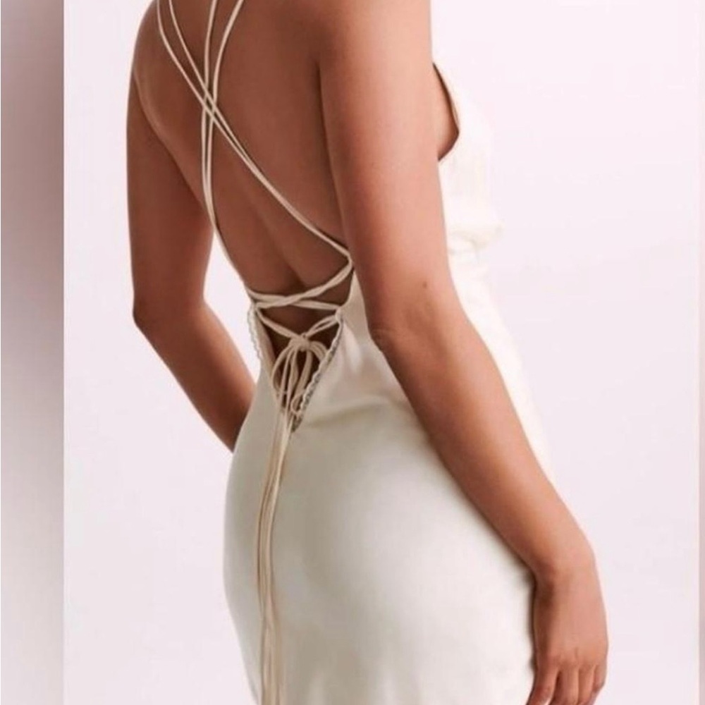 Meshki Cream Strappy Backless Dress - bridal with beautiful details